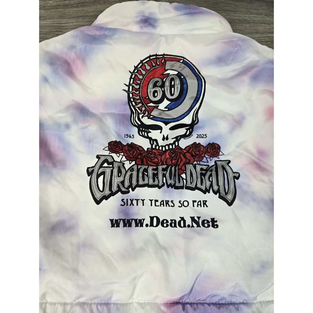 Grateful Dead Puffer Vest Adult Medium‎ Tie Dye Red Sox Zippered